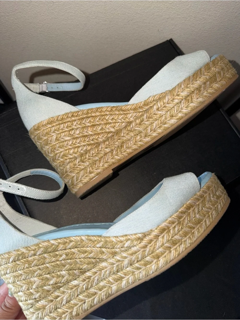 Stuart Weitzman “Nudistia” Canvas Espadrille Wedge Sandals $350 Retail! 😍
